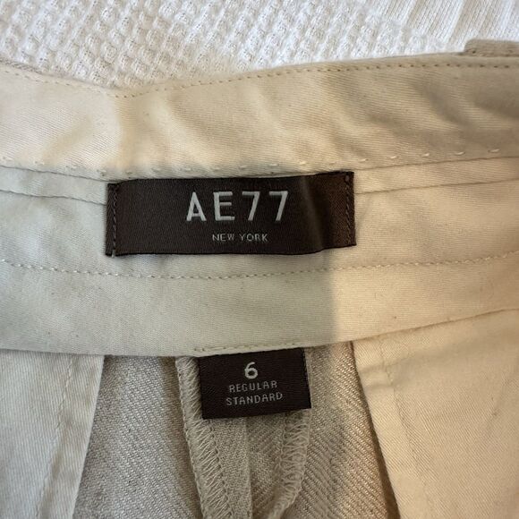 AE77 American Eagle Linen Trouser Pants Womens Size 6 Ivory Pleated Wide Leg - Picture 7 of 12